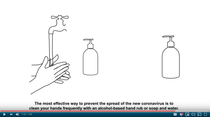 screenshot of a video showing handwashing techniques